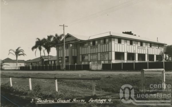 <span class="caption-caption">Seabrae Guest House, Redcliffe</span>, c1928. <br />Postcard by <span class="caption-publisher">Unknown Publisher</span>, collection of <span class="caption-contributor">Centre for the Government of Queensland</span>.