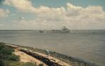 <span class="caption-caption">Off Fisherman Islands, a ship near the mouth of the Brisbane River</span>, 1972. <br />Slide, collection of <span class="caption-contributor">Robin Barron</span>.