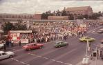 <span class="caption-caption">Labour day march ending at the Showgrounds, Bowen Hills</span>, c1970s. <br />Slide, collection of <span class="caption-contributor">Robin Barron</span>.
