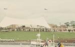 <span class="caption-caption">Royal visit, arrival of royal party by boat, South Brisbane</span>, c1970s. <br />Slide, collection of <span class="caption-contributor">Robin Barron</span>.