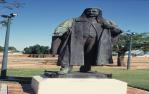 <span class="caption-caption">Statue of T J Ryan, Premier of Queensland 1915-19, who died in Barcaldine in 1921, statue temporarily moved to Barcaldine during the remodelling of Queen's Park in Brisbane</span>, 1991. <br />Slide, collection of <span class="caption-contributor">Barcaldine Council</span>.