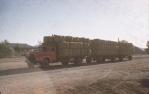 <span class="caption-caption">Road Train International, loaded with wool in "4-wide bales" Vindex Street, Winton</span>, c1960s. <br />Slide, collection of <span class="caption-contributor">Bernie Searle & Loretta Searle</span>.