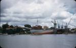 <span class="caption-caption">Launch of Lake Boga from Evans Deakins Shipyards, Kangaroo Point</span>, 1957. <br />Slide, collection of <span class="caption-contributor">Eric Willmott</span>.