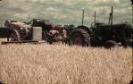 <span class="caption-caption">Harvesting barley with drag header, Kingaroy Shire</span>, 1956. <br />Slide, collection of <span class="caption-contributor">John Thun</span>.