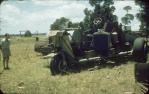 <span class="caption-caption">Rear of four row corn harvester, Kingaroy Shire</span>, c1955. <br />Slide, collection of <span class="caption-contributor">John Thun</span>.