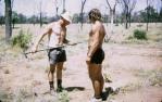 <span class="caption-caption">Taking soil samples for geochemical analysis for traces of minerals, Logan Downs, Peak Downs Shire</span>, 1971. <br />Slide, collection of <span class="caption-contributor">Lionel Bevis</span>.