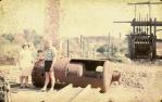 <span class="caption-caption">Mavis Burrows and Fred Turner in front of the old battery, Ravenswood</span>, 1968. <br />Slide, collection of <span class="caption-contributor">Lynne Clancy</span>.