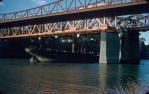 <span class="caption-caption">The new span of the Indooroopilly rail bridge in position seen from Chelmer</span>, 1957. <br />Slide, collection of <span class="caption-contributor">Oswald  Endacott</span>.