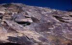 <span class="caption-caption">University of Queensland Bushwalking Club (UQBWC) Kangaroo Point Cliffs, Graham Hardy free-climbing Cox’s Overhang</span>, 1959. <br />Slide, collection of <span class="caption-contributor">Patrick Conaghan</span>.