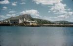<span class="caption-caption">RAAF crash launches moored in Ross Creek with Townsville Harbour Board workshops immediately behind. Both launches and workshops ceased to exist in the 1970s</span>, 1958. <br />Slide, collection of <span class="caption-contributor">Peter Petersen</span>.
