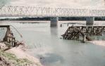 <span class="caption-caption">The old railway bridge and the Silver Link road and rail bridge over the Burdekin River</span>, 1958. <br />Slide, collection of <span class="caption-contributor">Peter Petersen</span>.
