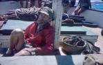 <span class="caption-caption">Asleep on board, near Possession Island, Torres Strait</span>, 1972. <br />Slide, collection of <span class="caption-contributor">Ruth Read</span>.
