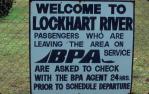 <span class="caption-caption">Bush Pilots Airways sign, Lockhart River</span>, 1982. <br />Slide, collection of <span class="caption-contributor">Ruth Read</span>.
