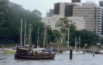 <span class="caption-caption">Tall ship flotilla outside the Botanic Gardens</span>, 1987. <br />Slide, collection of <span class="caption-contributor">Ruth Read</span>.