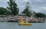 <span class="caption-caption">Aboriginal protest Tall ship flotilla, Brisbane River</span>, 1987. <br />Slide, collection of <span class="caption-contributor">Ruth Read</span>.