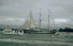 <span class="caption-caption">Tall ship flotilla Brisbane River</span>, 1987. <br />Slide, collection of <span class="caption-contributor">Ruth Read</span>.
