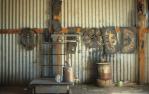 <span class="caption-caption">Shearing shed, Ackeray Staton, Augathella</span>, 1979. <br />Slide by <span class="caption-publisher">Michael Keniger</span>, collection of <span class="caption-contributor">University of Queensland Library</span>.