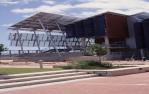 <span class="caption-caption">North-west elevation, Sunshine Coast University Library, Maroochydore</span>, date unknown. <br />Slide by <span class="caption-publisher">Michael Keniger</span>, collection of <span class="caption-contributor">University of Queensland Library</span>.