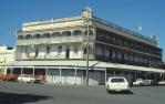 <span class="caption-caption">Street elevation, former Commercial Hotel and Chambers, Rockhampton</span>, 1979. <br />Slide by <span class="caption-publisher">Michael Keniger</span>, collection of <span class="caption-contributor">University of Queensland Library</span>.