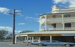 <span class="caption-caption">Street elevation, former Commercial Hotel and Chambers, Rockhampton</span>, 1979. <br />Slide by <span class="caption-publisher">Michael Keniger</span>, collection of <span class="caption-contributor">University of Queensland Library</span>.