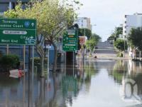 <span class="caption-caption">Rising flood waters, Cordelia and Melbourne Streets, South Brisbane, January 2011</span>. <br />Digital image, collection of <span class="caption-contributor">Liz Jordan</span>.