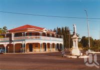<span class="caption-caption">Blackbutt Hotel and war memorial</span>, 2003. <br />Photograph, collection of <span class="caption-contributor">John Young</span>.