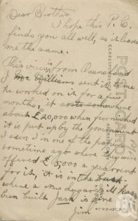 <span class="caption-caption">Message on postcard of State Hotel, Babinda</span>, 1917. <br />Postcard by <span class="caption-publisher">Photograph by B.Alston</span>, collection of <span class="caption-contributor">Centre for the Government of Queensland</span>.