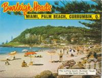 <span class="caption-caption">The surfing beach, Burleigh Heads</span>, c1968. <br />Postcard folder by <span class="caption-publisher">Murray Views Pty Ltd</span>, collection of <span class="caption-contributor">Centre for the Government of Queensland</span>.