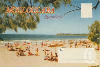<span class="caption-caption">Mooloolaba Beach, Point Cartwright in background</span>, c1961. <br />Postcard folder by <span class="caption-publisher">Sydney G Hughes Pty Ltd</span>, collection of <span class="caption-contributor">Centre for the Government of Queensland</span>.
