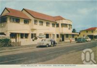<span class="caption-caption">Hotel Mooloolaba, The Esplanade, Mooloolaba</span>, c1961. <br />Postcard folder by <span class="caption-publisher">Sydney G Hughes Pty Ltd</span>, collection of <span class="caption-contributor">Centre for the Government of Queensland</span>.
