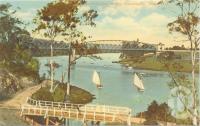 <span class="caption-caption">Albert railway bridge Indooroopilly</span>, c1920. <br />Postcard by <span class="caption-publisher">QCM</span>, collection of <span class="caption-contributor">Centre for the Government of Queensland</span>.