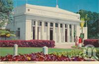 <span class="caption-caption">Cairns City Council Chambers</span>, c1964. <br />Postcard folder by <span class="caption-publisher">John Sands Pty Ltd</span>, collection of <span class="caption-contributor">Centre for the Government of Queensland</span>.