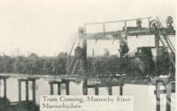 <span class="caption-caption">Tram Crossing, Maroochy River, Maroochydore</span>, c1930. <br />Postcard folder by <span class="caption-publisher">Unknown Publisher</span>, collection of <span class="caption-contributor">Centre for the Government of Queensland</span>.