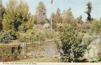 <span class="caption-caption">Thomas Jack memorial park at Dalby</span>, 1972. <br />Postcard folder by <span class="caption-publisher">Samuel Lee & Co Pty Ltd</span>, collection of <span class="caption-contributor">Centre for the Government of Queensland</span>.