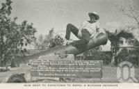 <span class="caption-caption">Gun sent to Cooktown to repel a Russian invasion</span>, c1960. <br />Postcard folder by <span class="caption-publisher">Unknown Publisher</span>, collection of <span class="caption-contributor">Centre for the Government of Queensland</span>.