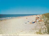 <span class="caption-caption">Ocean beach, Woorim, Bribie Island</span>, 1975. <br />Postcard folder by <span class="caption-publisher">Bernard Kuskopf</span>, collection of <span class="caption-contributor">Centre for the Government of Queensland</span>.