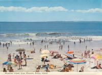 <span class="caption-caption">Moreton Island from Woorim, Bribie Island</span>, 1975. <br />Postcard folder by <span class="caption-publisher">Bernard Kuskopf</span>, collection of <span class="caption-contributor">Centre for the Government of Queensland</span>.