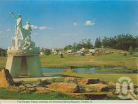 <span class="caption-caption">Pioneer's statue & Historical Mining Museum, Gympie</span>, c1980. <br />Postcard folder by <span class="caption-publisher">Murray Views Pty Ltd</span>, collection of <span class="caption-contributor">Centre for the Government of Queensland</span>.