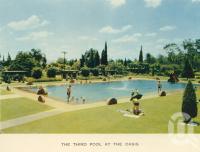 <span class="caption-caption">The third pool at the Oasis</span>, c1960. <br />Postcard folder by <span class="caption-publisher">Sydney G Hughes Pty Ltd</span>, collection of <span class="caption-contributor">John Young</span>.
