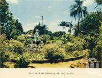 <span class="caption-caption">The sacred gardens, the Oasis</span>, c1960. <br />Postcard folder by <span class="caption-publisher">Sydney G Hughes Pty Ltd</span>, collection of <span class="caption-contributor">John Young</span>.