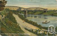 <span class="caption-caption">Albert Bridge Indooroopilly</span>, 1909. <br />Postcard by <span class="caption-publisher">Shell Series</span>, collection of <span class="caption-contributor">John Young</span>.