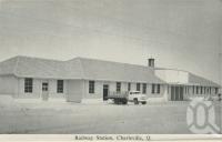<span class="caption-caption">Railway station, Charleville</span>, c1958. <br />Postcard folder by <span class="caption-publisher">Murray Views Pty Ltd</span>, collection of <span class="caption-contributor">John Young</span>.