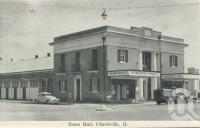 <span class="caption-caption">Town hall, Charleville</span>, c1958. <br />Postcard folder by <span class="caption-publisher">Murray Views Pty Ltd</span>, collection of <span class="caption-contributor">John Young</span>.