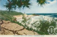<span class="caption-caption">Frenchman's Beach, Point Lookout, Stradbroke Island</span>, c1955. <br />Postcard folder by <span class="caption-publisher">Sydney G Hughes Pty Ltd</span>, collection of <span class="caption-contributor">John Young</span>.
