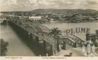 <span class="caption-caption">Victoria Bridge, Brisbane</span>, c1930. <br />Postcard by <span class="caption-publisher">Sidues Series</span>, collection of <span class="caption-contributor">Centre for the Government of Queensland</span>.