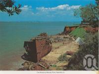 <span class="caption-caption">The wrecks at Woody Point, Redcliffe</span>, c1965. <br />Postcard by <span class="caption-publisher">Murray Views Pty Ltd</span>, collection of <span class="caption-contributor">Centre for the Government of Queensland</span>.
