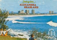 <span class="caption-caption">Alexandra Headland</span>, 1985. <br />Postcard by <span class="caption-publisher">Bernard Kuskopf</span>, collection of <span class="caption-contributor">Centre for the Government of Queensland</span>.