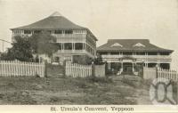 <span class="caption-caption">St Ursula's Convent, Yeppoon</span>, c1938. <br />Postcard folder by <span class="caption-publisher">Unknown Publisher</span>, collection of <span class="caption-contributor">Centre for the Government of Queensland</span>.