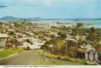 <span class="caption-caption">Gladstone harbour and town from Radar Hill, Gladstone</span>, c1960. <br />Postcard folder by <span class="caption-publisher">Murray Views Pty Ltd</span>, collection of <span class="caption-contributor">Centre for the Government of Queensland</span>.