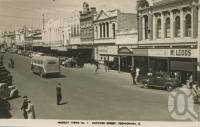 <span class="caption-caption">Ruthven Street, Toowoomba</span>, c1950. <br />Postcard by <span class="caption-publisher">Murray Views Pty Ltd</span>, collection of <span class="caption-contributor">Centre for the Government of Queensland</span>.